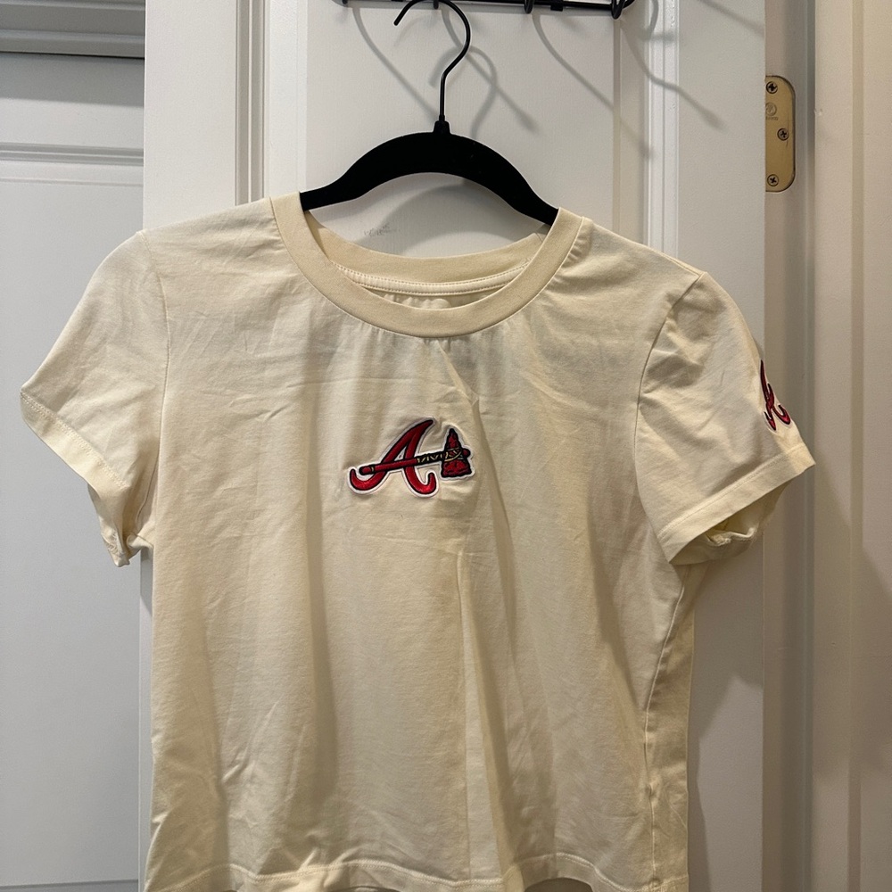 Atlanta Braves Cream Crop Top